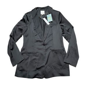 NWT GENTLE FAWN GF Collection Satin Black Women's Blazer Size Medium